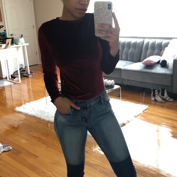 SHEIN Tops - “Velvet” Backless Bodysuit